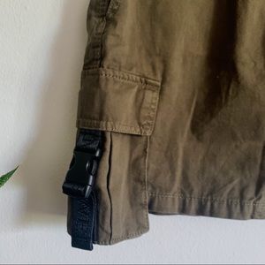 dark green cargo mini skirt